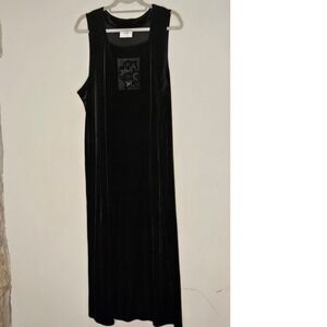 Black Velvet Maxi Dress M‎ Studio Ease Y2K Dark Academia Goth  Romantic